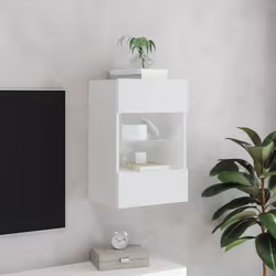 vidaXL TV Wall Cabinets with LED Lights TV Wall Unit Storage Floating TV Unit - white, 40 x 30 x 60.5 cm/ 1 pcs - Additional view 4