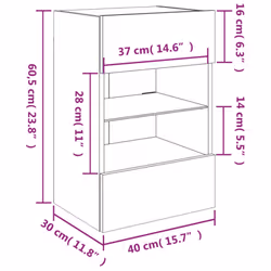 vidaXL TV Wall Cabinets with LED Lights TV Wall Unit Storage Floating TV Unit - concrete grey, 40 x 30 x 60.5 cm/ 1 pcs - Additional view 3