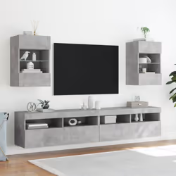 vidaXL TV Wall Cabinets with LED Lights TV Wall Unit Storage Floating TV Unit - concrete grey, 40 x 30 x 60.5 cm/ 1 pcs - Additional view 5