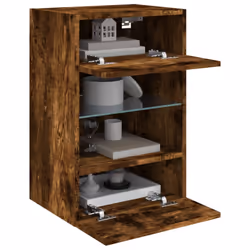 vidaXL TV Wall Cabinets with LED Lights TV Wall Unit Storage Floating TV Unit - smoked oak, 40 x 30 x 60.5 cm/ 1 pcs - Additional view 6