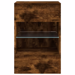 vidaXL TV Wall Cabinets with LED Lights TV Wall Unit Storage Floating TV Unit - smoked oak, 40 x 30 x 60.5 cm/ 1 pcs - Additional view 8