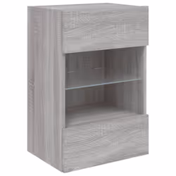 vidaXL TV Wall Cabinets with LED Lights TV Wall Unit Storage Floating TV Unit - grey sonoma, 40 x 30 x 60.5 cm/ 1 pcs - Additional view 2
