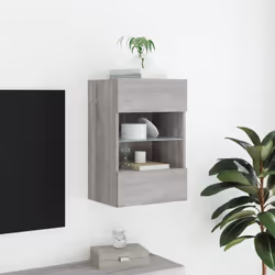 vidaXL TV Wall Cabinets with LED Lights TV Wall Unit Storage Floating TV Unit - grey sonoma, 40 x 30 x 60.5 cm/ 1 pcs - Additional view 4