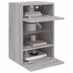 vidaXL TV Wall Cabinets with LED Lights TV Wall Unit Storage Floating TV Unit - grey sonoma, 40 x 30 x 60.5 cm/ 1 pcs - Additional view 6