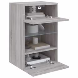 vidaXL TV Wall Cabinets with LED Lights TV Wall Unit Storage Floating TV Unit - grey sonoma, 40 x 30 x 60.5 cm/ 2 pcs - Additional view 4