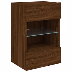 vidaXL TV Wall Cabinets with LED Lights TV Wall Unit Storage Floating TV Unit - brown oak, 40 x 30 x 60.5 cm/ 1 pcs - Additional view 2