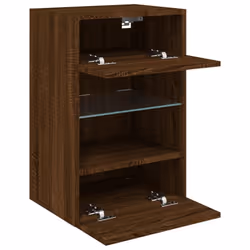 vidaXL TV Wall Cabinets with LED Lights TV Wall Unit Storage Floating TV Unit - brown oak, 40 x 30 x 60.5 cm/ 1 pcs - Additional view 7