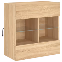 vidaXL TV Wall Cabinets with LED Lights TV Wall Unit Storage Floating TV Unit - sonoma oak, 58.5 x 30 x 60.5 cm/ 1 pcs - Additional view 2
