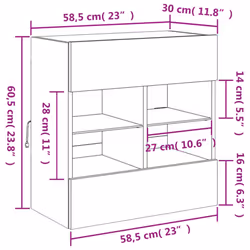 vidaXL TV Wall Cabinets with LED Lights TV Wall Unit Storage Floating TV Unit - sonoma oak, 58.5 x 30 x 60.5 cm/ 1 pcs - Additional view 3