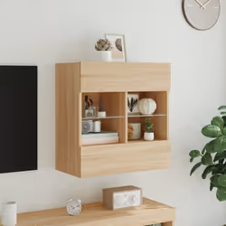 vidaXL TV Wall Cabinets with LED Lights TV Wall Unit Storage Floating TV Unit - sonoma oak, 58.5 x 30 x 60.5 cm/ 1 pcs - Additional view 4