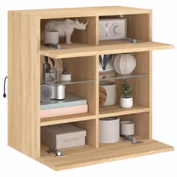 vidaXL TV Wall Cabinets with LED Lights TV Wall Unit Storage Floating TV Unit - sonoma oak, 58.5 x 30 x 60.5 cm/ 1 pcs - Additional view 5