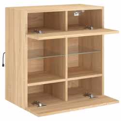 vidaXL TV Wall Cabinets with LED Lights TV Wall Unit Storage Floating TV Unit - sonoma oak, 58.5 x 30 x 60.5 cm/ 1 pcs - Additional view 7