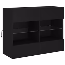vidaXL TV Wall Cabinets with LED Lights TV Wall Unit Storage Floating TV Unit - black, 78.5 x 30 x 60.5 cm/ 1 pcs - Additional view 2