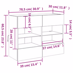 vidaXL TV Wall Cabinets with LED Lights TV Wall Unit Storage Floating TV Unit - black, 78.5 x 30 x 60.5 cm/ 1 pcs - Additional view 3