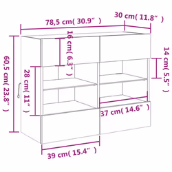 vidaXL TV Wall Cabinets with LED Lights TV Wall Unit Storage Floating TV Unit - concrete grey, 78.5 x 30 x 60.5 cm/ 1 pcs - Additional view 3