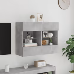 vidaXL TV Wall Cabinets with LED Lights TV Wall Unit Storage Floating TV Unit - concrete grey, 78.5 x 30 x 60.5 cm/ 1 pcs - Additional view 4