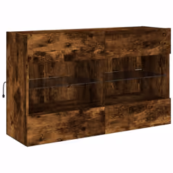 vidaXL TV Wall Cabinets with LED Lights TV Wall Unit Storage Floating TV Unit - smoked oak, 98.5 x 30 x 60.5 cm/ 1 pcs - Additional view 2