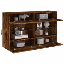 vidaXL TV Wall Cabinets with LED Lights TV Wall Unit Storage Floating TV Unit - smoked oak, 98.5 x 30 x 60.5 cm/ 1 pcs - Additional view 5