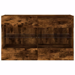 vidaXL TV Wall Cabinets with LED Lights TV Wall Unit Storage Floating TV Unit - smoked oak, 98.5 x 30 x 60.5 cm/ 1 pcs - Additional view 6
