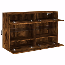 vidaXL TV Wall Cabinets with LED Lights TV Wall Unit Storage Floating TV Unit - smoked oak, 98.5 x 30 x 60.5 cm/ 1 pcs - Additional view 7
