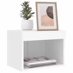 vidaXL Bedside Cabinets with LED Lights Wall-mounted Nightstand 2 pcs White - Additional view 5