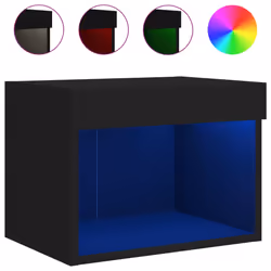 vidaXL Bedside Cabinet with LED Lights Wall-mounted Nightstand Bed Table Black