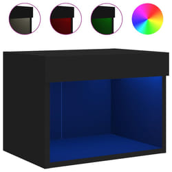 vidaXL Bedside Cabinet with LED Lights Wall-mounted Nightstand Bed Table Black