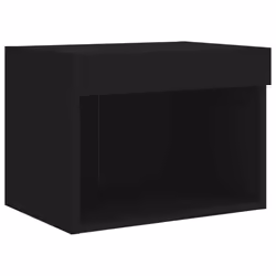 vidaXL Bedside Cabinet with LED Lights Wall-mounted Nightstand Bed Table Black - Additional view 5