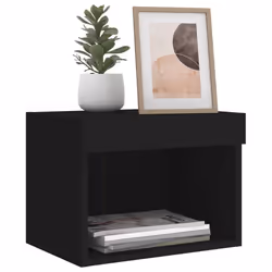 vidaXL Bedside Cabinets with LED Lights Wall-mounted Nightstand 2 pcs Black - Additional view 5