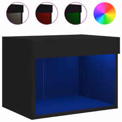 vidaXL Bedside Cabinets with LED Lights Wall-mounted Nightstand 2 pcs Black - Additional view 6