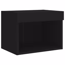 vidaXL Bedside Cabinets with LED Lights Wall-mounted Nightstand 2 pcs Black - Additional view 7