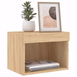 vidaXL Bedside Cabinets with LED Lights Wall-mounted Cabinet 2 pcs Sonoma Oak - Additional view 5