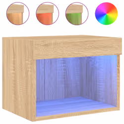 vidaXL Bedside Cabinets with LED Lights Wall-mounted Cabinet 2 pcs Sonoma Oak - Additional view 6