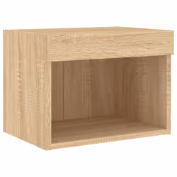 vidaXL Bedside Cabinets with LED Lights Wall-mounted Cabinet 2 pcs Sonoma Oak - Additional view 7
