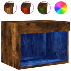 vidaXL Bedside Cabinet with LED Lights Wall-mounted Nightstand Smoked Oak