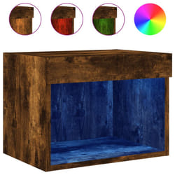 vidaXL Bedside Cabinet with LED Lights Wall-mounted Nightstand Smoked Oak