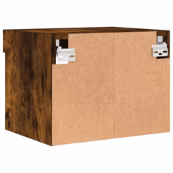 vidaXL Bedside Cabinet with LED Lights Wall-mounted Nightstand Smoked Oak - Additional view 8