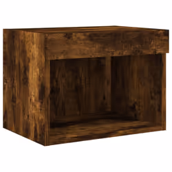 vidaXL Bedside Cabinets with LED Lights Wall-mounted Cabinet 2 pcs Smoked Oak - Additional view 7