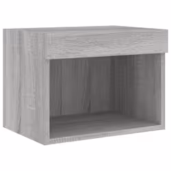 vidaXL Bedside Cabinet with LED Lights Wall-mounted Nightstand Grey Sonoma - Additional view 5