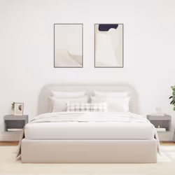 vidaXL Bedside Cabinets with LED Lights Wall-mounted Cabinet 2 pcs Grey Sonoma - Additional view 2