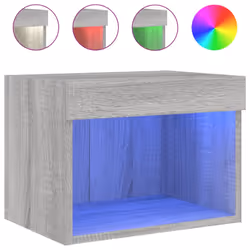 vidaXL Bedside Cabinets with LED Lights Wall-mounted Cabinet 2 pcs Grey Sonoma - Additional view 6