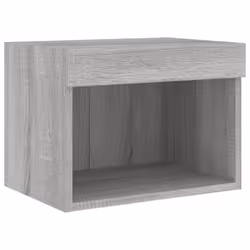 vidaXL Bedside Cabinets with LED Lights Wall-mounted Cabinet 2 pcs Grey Sonoma - Additional view 7