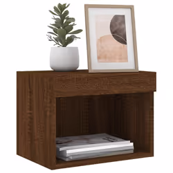 vidaXL Bedside Cabinets with LED Lights Wall-mounted Cabinet 2 pcs Brown Oak - Additional view 5