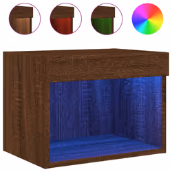 vidaXL Bedside Cabinets with LED Lights Wall-mounted Cabinet 2 pcs Brown Oak - Additional view 6