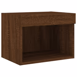 vidaXL Bedside Cabinets with LED Lights Wall-mounted Cabinet 2 pcs Brown Oak - Additional view 7