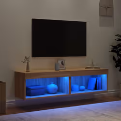 vidaXL TV Cabinets with LED Lights TV Stand Cabinet TV Unit 2 pcs Sonoma Oak
