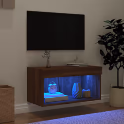 vidaXL TV Cabinet with LED Lights TV Stand Media Cabinet TV Unit Brown Oak