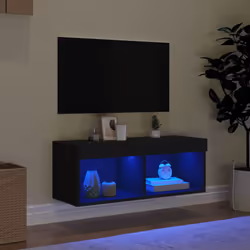 vidaXL TV Cabinet with LED Lights TV Stand Media Cabinet TV Console Unit Black