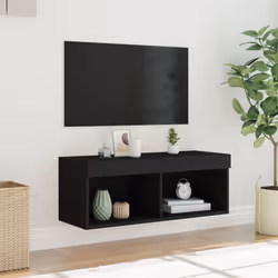 vidaXL TV Cabinet with LED Lights TV Stand Media Cabinet TV Console Unit Black - Additional view 4