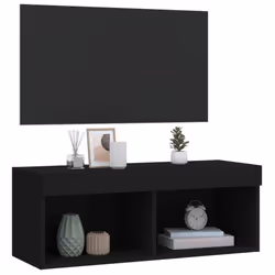 vidaXL TV Cabinet with LED Lights TV Stand Media Cabinet TV Console Unit Black - Additional view 5